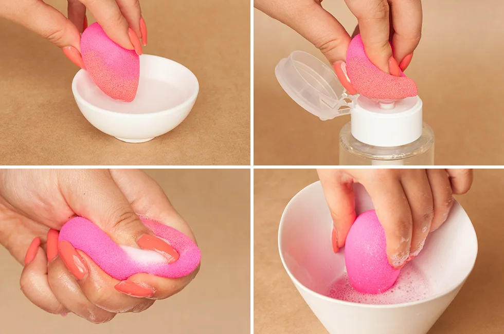 How should I clean makeup sponges?